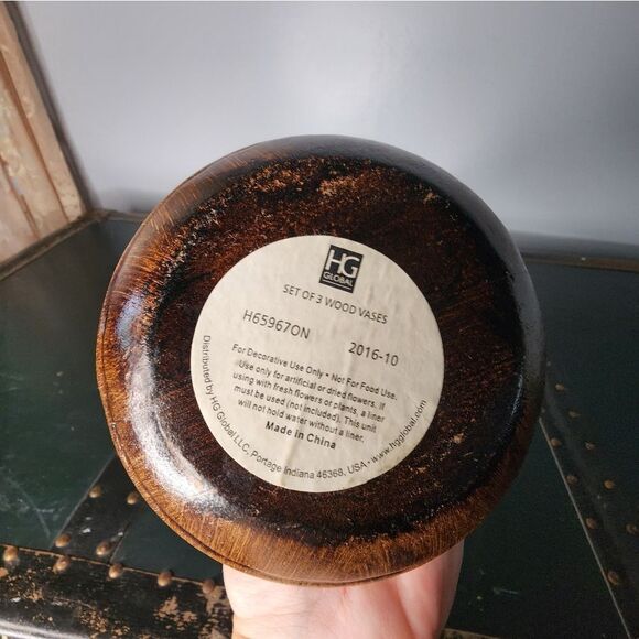 Vintage Original Handcrafted Large Wood Vase - Picture 2 of 4